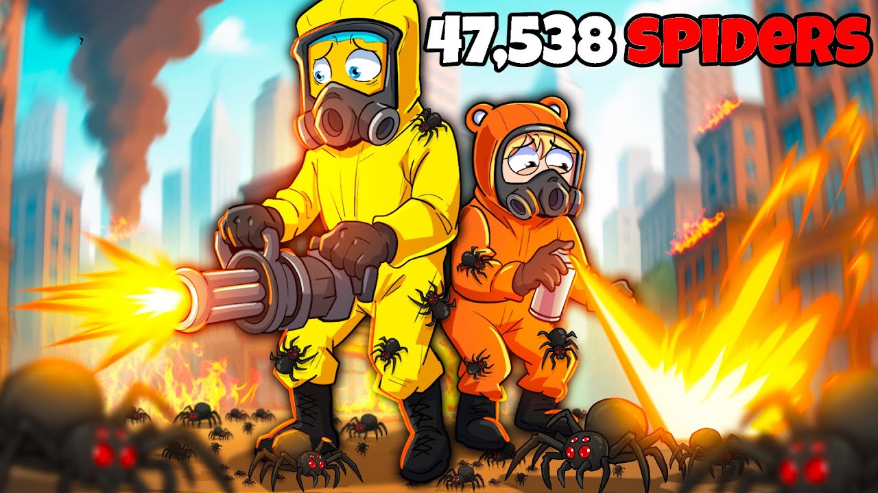 4 Friends Vs 10,000 Spiders in Kill it With Fire 2