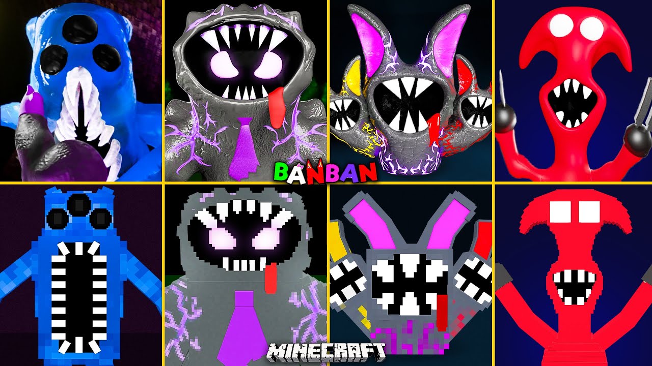 Garten of Banban 7 ALL JUMPSCARES vs MINECRAFT | Evil Naughty Ones, Evil Sir Dadadoo