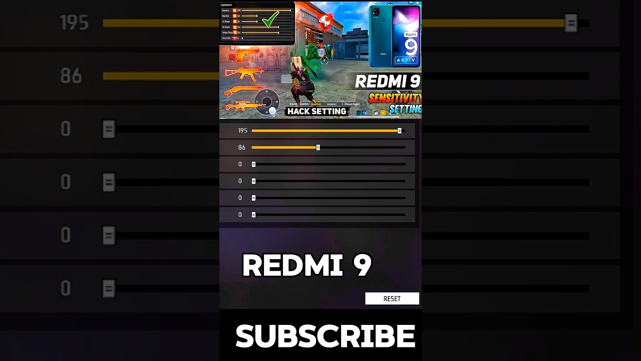Free Fire Headshot Setting ⚙️ || Redmi 9 [ 200 ] Sensitivity Setting 😱 DPI FOR REDMI MOBILE 📲 FF