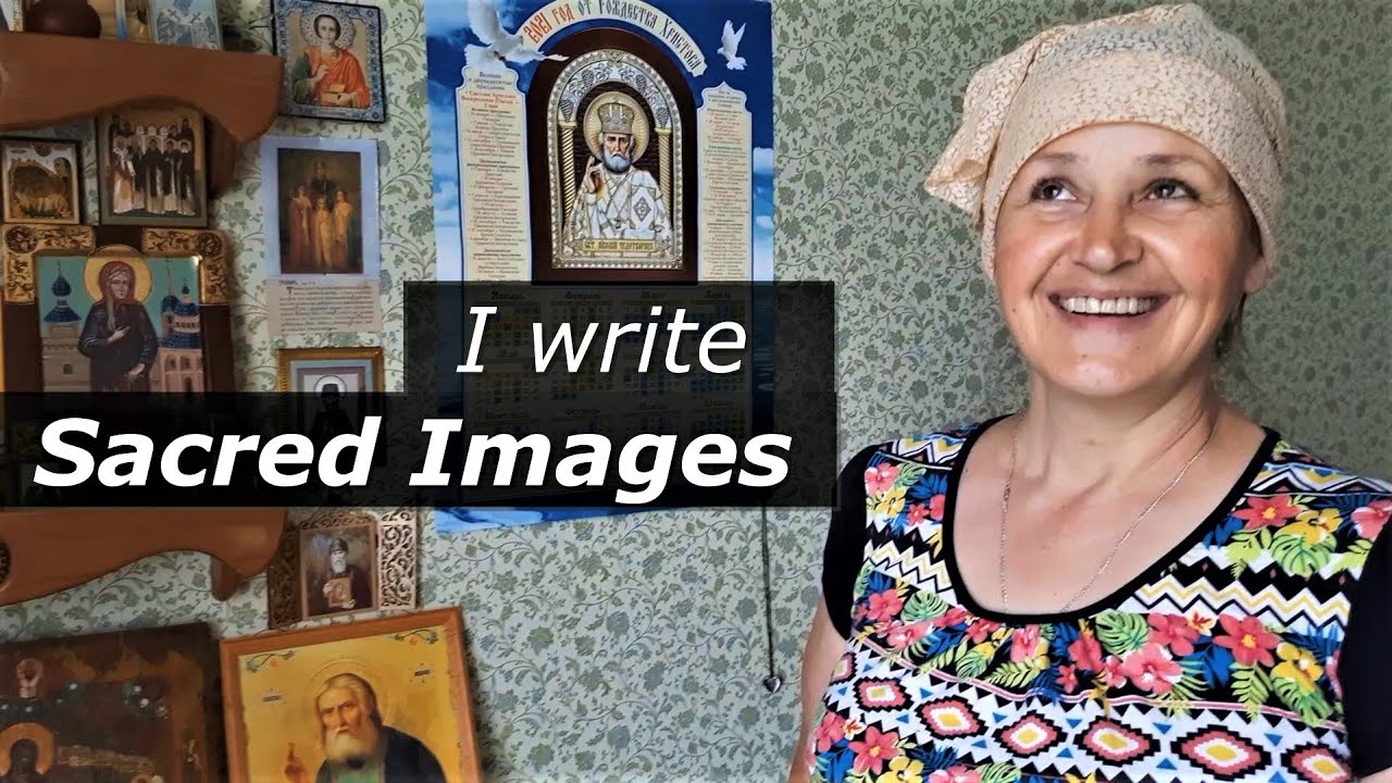 life in rural Russia. Woman still bakes in traditional oven and writes sacred images