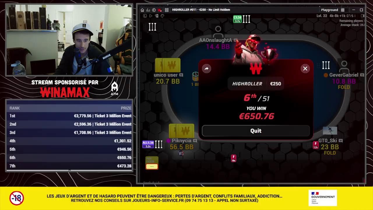 Ben ATM stream tous les tournois winamax
