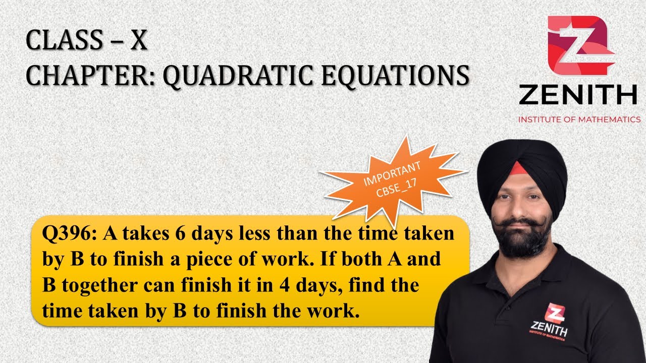 A takes 6 days less than the time taken by B to finish a piece of work. If both A and B.......Q396