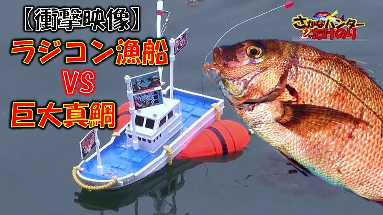 【衝撃】ラジコン漁船vs巨大真鯛　魚ハンター2号たけのり大漁　マリーナシティ釣り堀