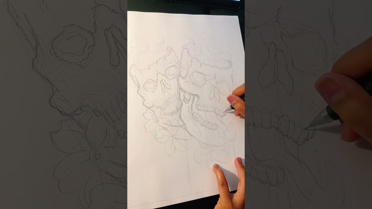 Skull Doodle Outline