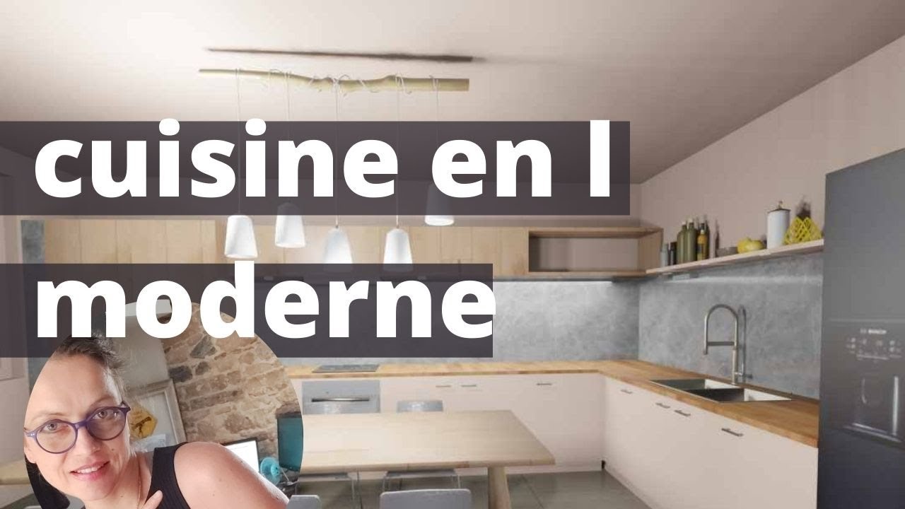 2 exemples de cuisine en l moderne avec coin repas [ projet 3D A ou B ]