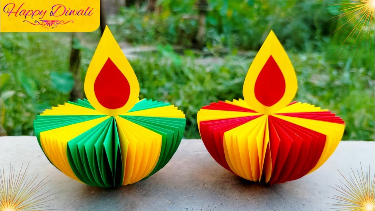 Paper Diya Making | Diwali Decoration Ideas At Home | Diya Decoration 😱| Origami Paper Candle 🥰