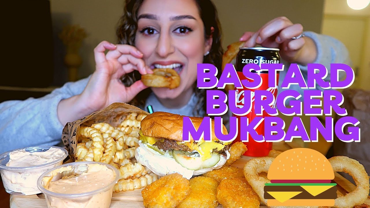 BASTARD BURGER | TRYFFELBURGARE POMMES LÖKRINGAR NUGGETS MUKBANG | SOFTA MED MIG