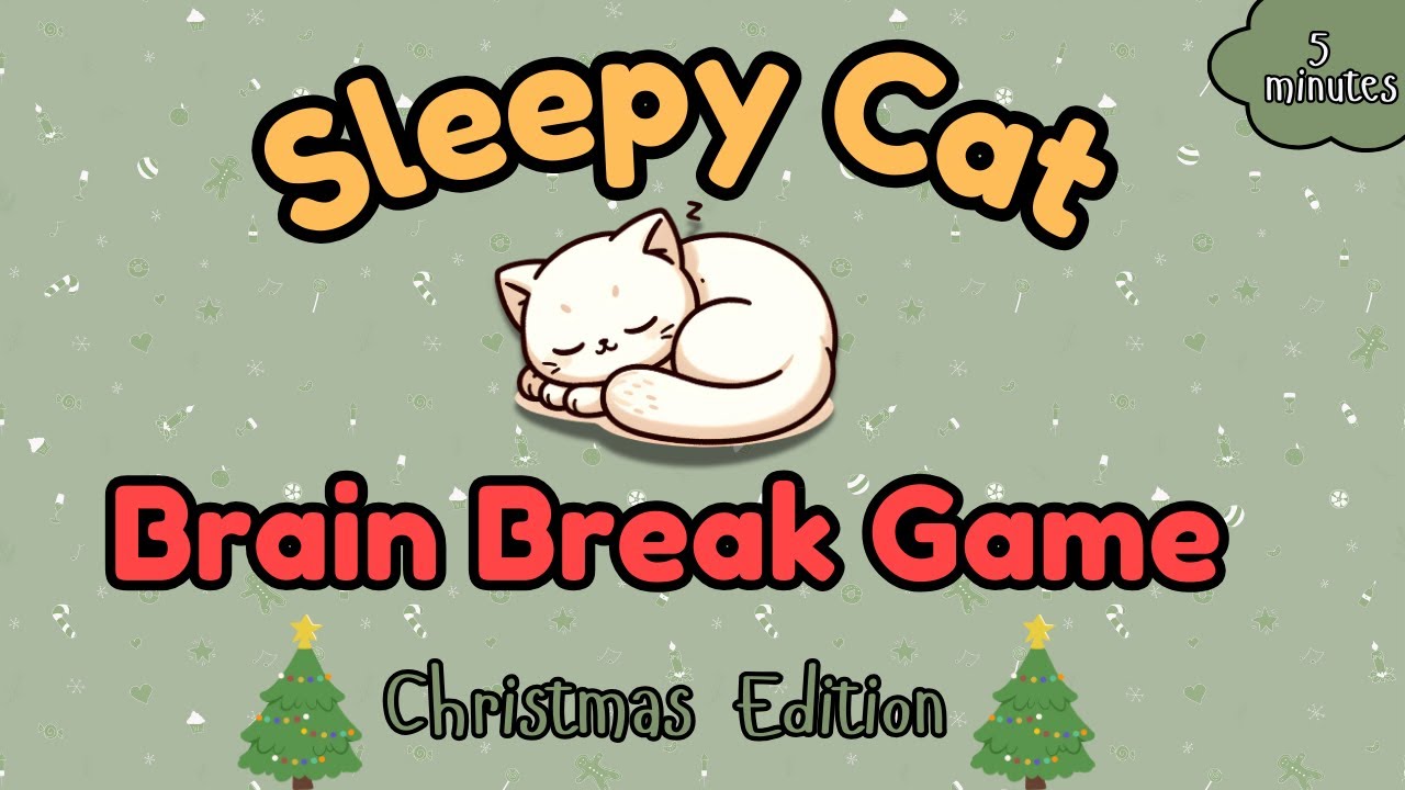 Sleepy Cat Brain Break Christmas Edition | Relaxing Activity for Kids