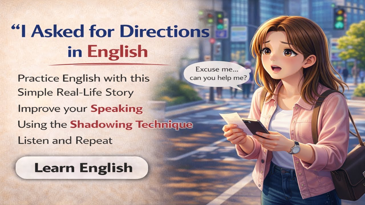Shadowing English Story (A1–A2) | I Asked for Directions in English 🧭 | Speak English in Real Life