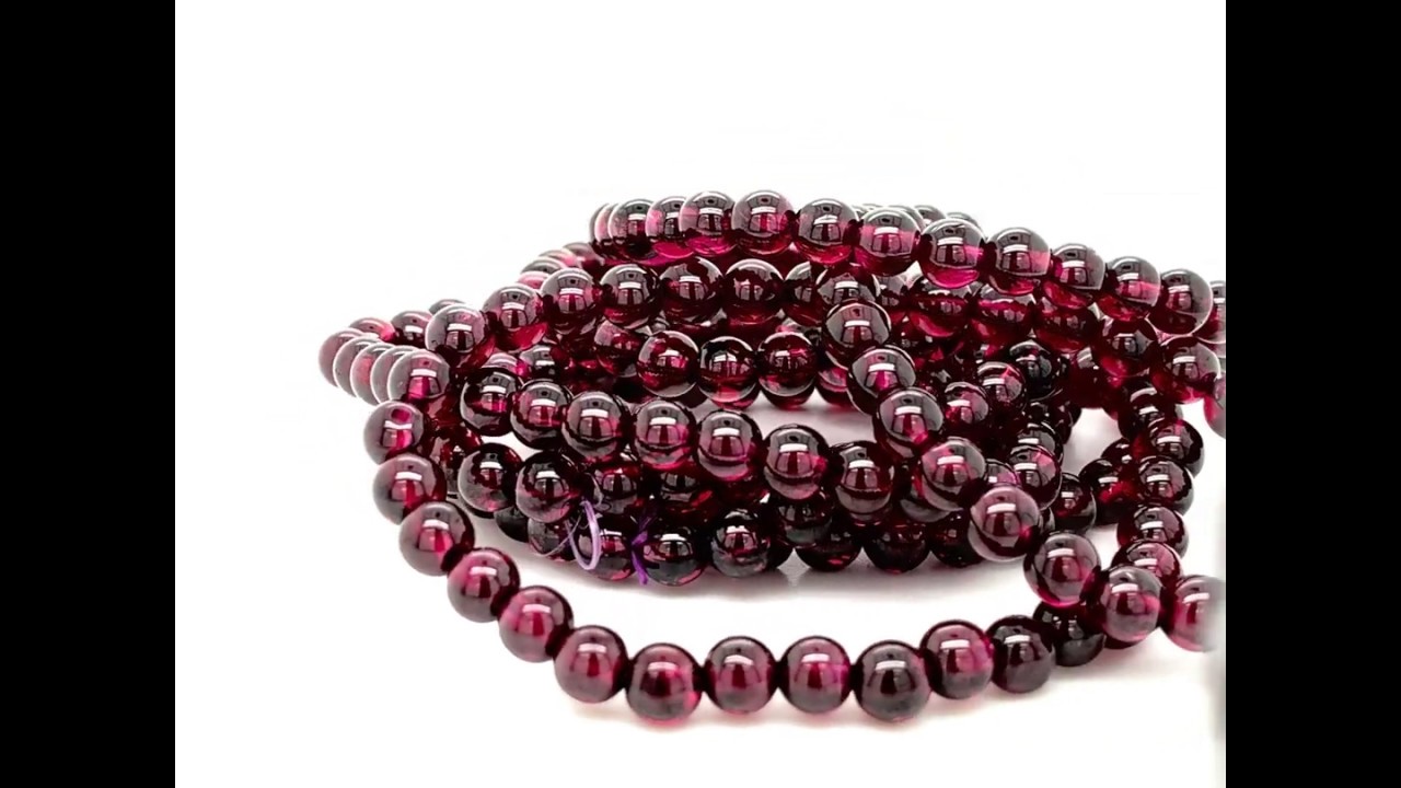 5mm round Mogok Garnet Beads - 2 Strands 20" - NLGAR3023