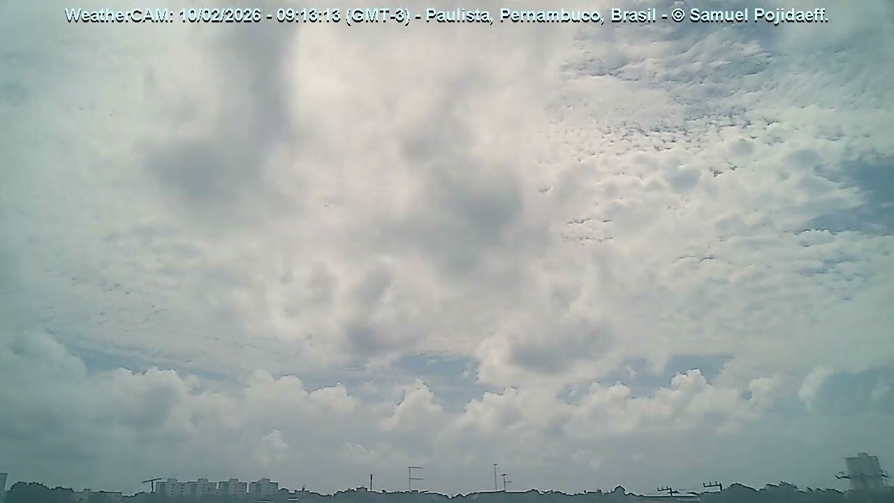 WatherCAM: Timelapse - Dia com algumas nuvens altas em Paulista - PE - BR - 10/02/2026.