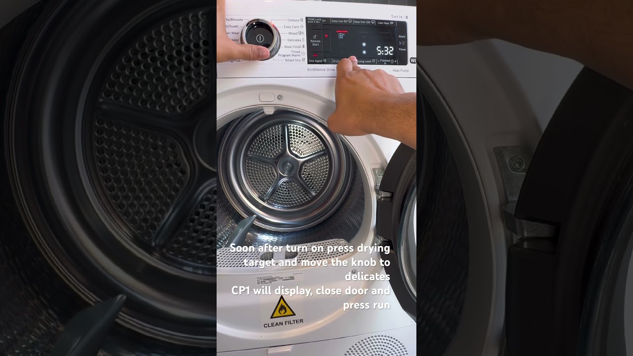 How to run Bosch tumble dryer care program CP1 part 2 #bosch #tumbledryer #dryermaintenance #cp1