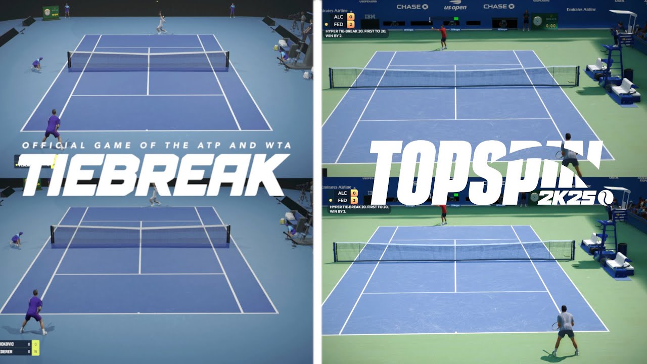 TIEBREAK Vs Top Spin 2K25 - GAMEPLAY COMPARISON! (PS5)