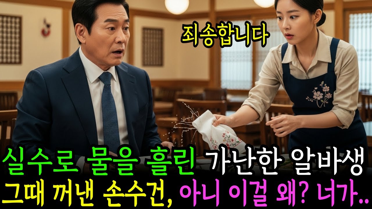 대기업 회장님께 물을 쏟은 가난한 알바생, 그 순간 손수건을 보고 깜짝 놀라는데...