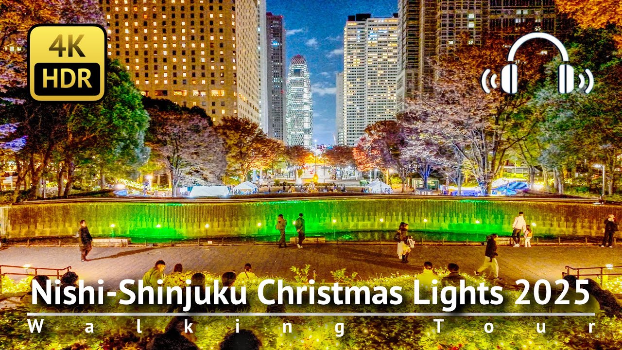 Tokyo Christmas Lights 2025: Nishi-Shinjuku 'Candle Night', 'Neon Walk' & more [4K/HDR/Binaural]