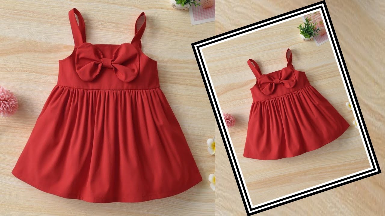 Very easy baby frock cutting & stitching/3 to 5 year girl frock with bow design making full tutorial