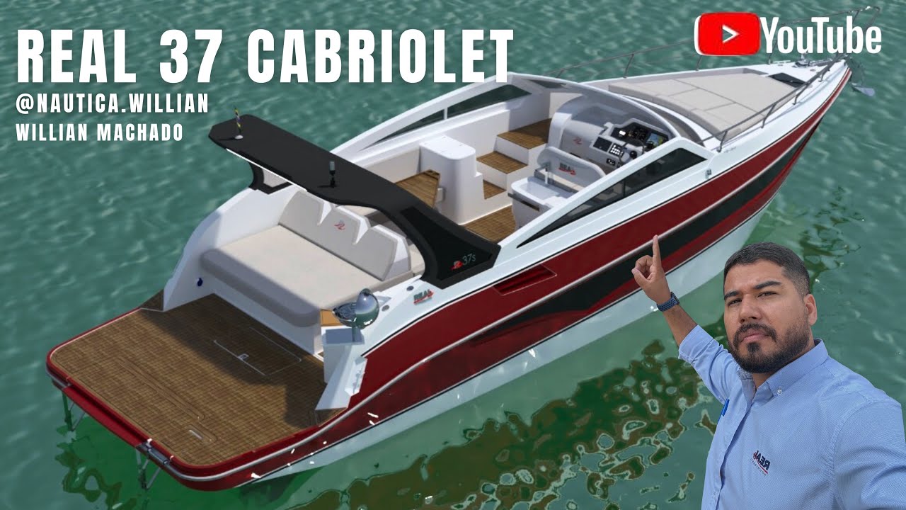 Lançamento 2026 - Real 37 Cabriolet | Lounge e Solário | Lancha com Motor de Centro / Boat Show 