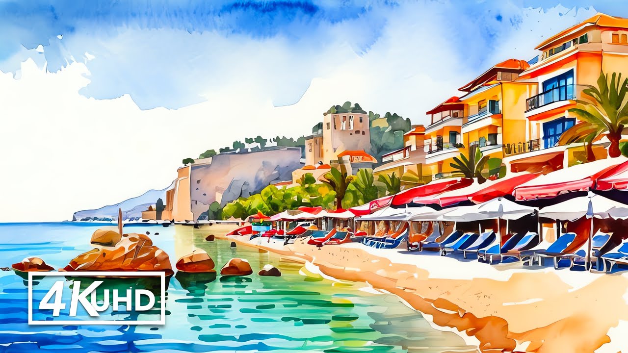 Beautiful 4K Watercolor TV Art | Antalya Beaches
