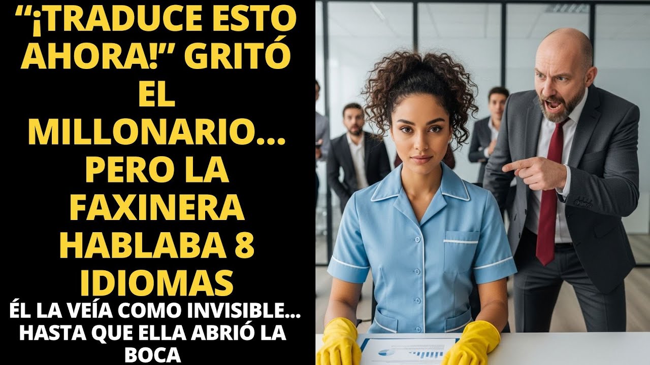 “¡TRADUCE ESTO AHORA!” GRITÓ EL MILLONARIO… PERO LA FAXINERA HABLABA 8 IDIOMAS