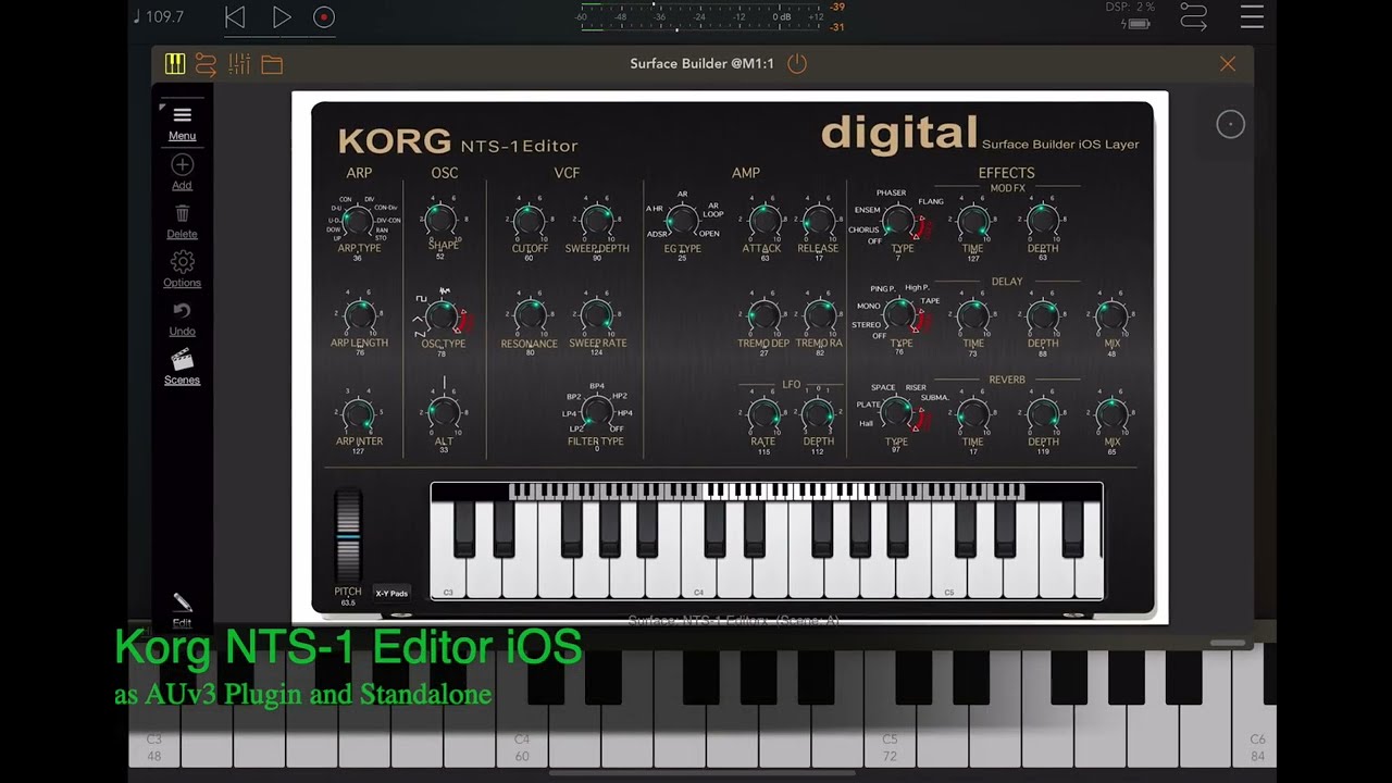 Korg NTS-1 iOS Midi Editor for Surface Builder