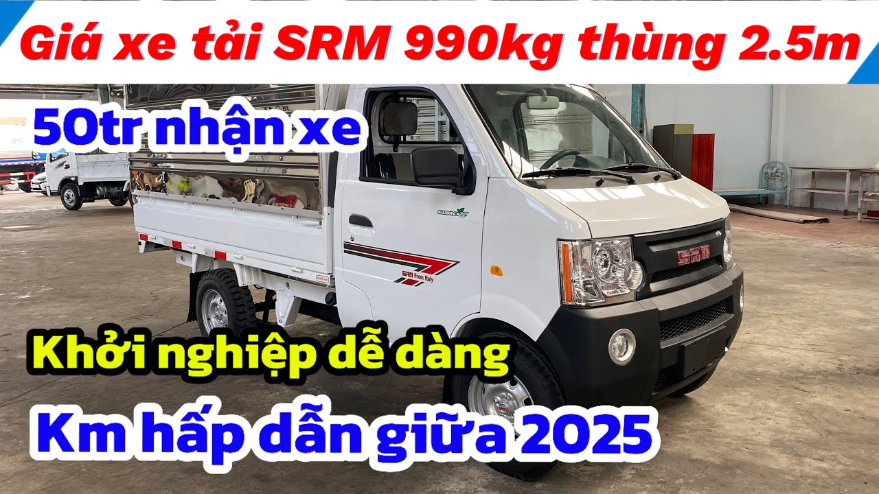 Xe tải SRM K990 990kg th&ugrave;ng bạt gi&aacute; chỉ 165tr mẫu 2025 | xe tải srm k9 990kg th&ugrave;ng d&agrave;i 2m5
