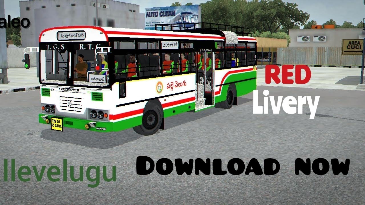 New TGSRTC pallevelugu red livery bs4 bus mod