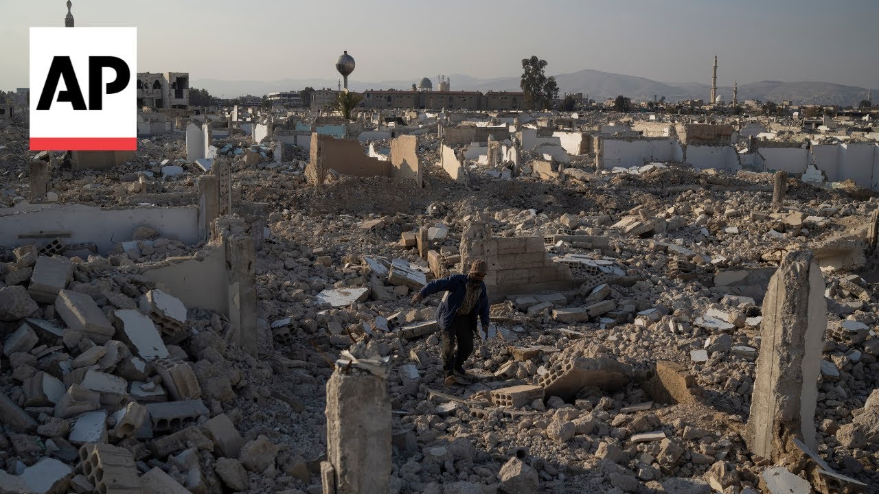 Areas around Damascus, Syria, reduced to rubble during the civil war