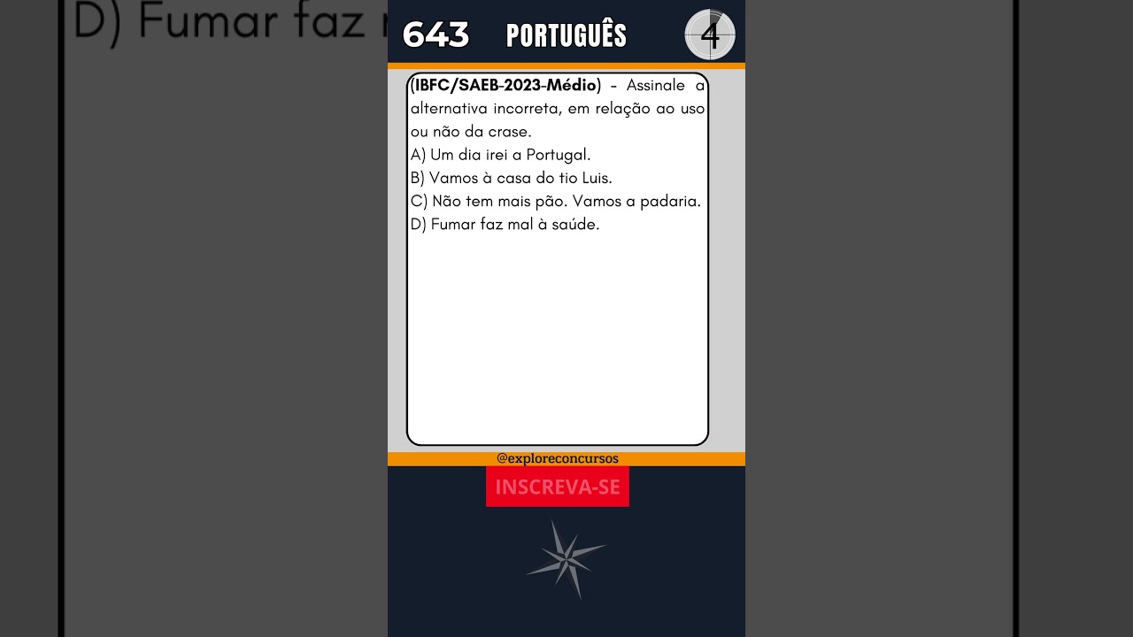 📘 643 - QUEST&Atilde;O DE PORTUGU&Ecirc;S PARA CONCURSOS - GUALIMP.  #concurso #concursos #concursosp&uacute;blicos