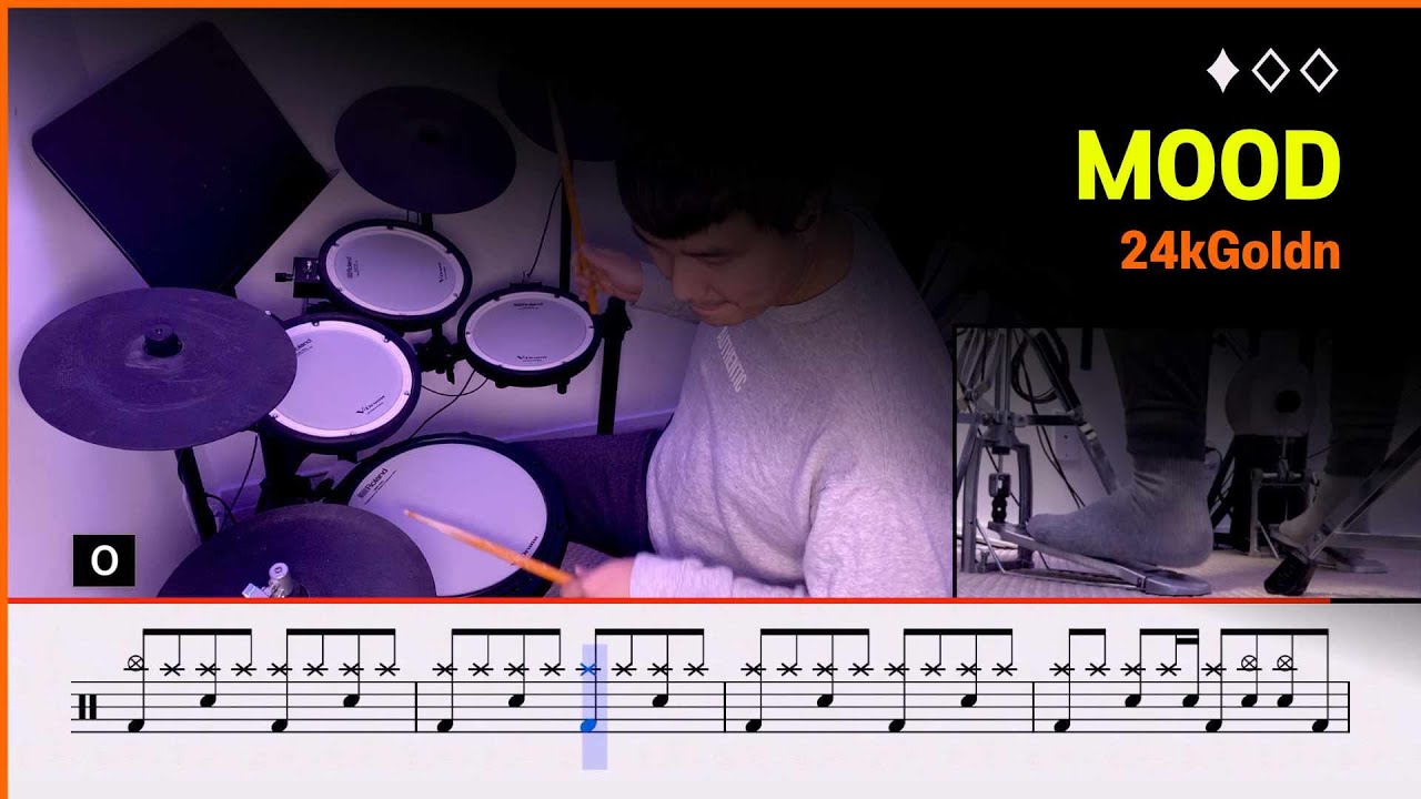 [Master] Mood - 24KGoldn (♦︎♢♢) Pop Drum Cover with Sheet Music