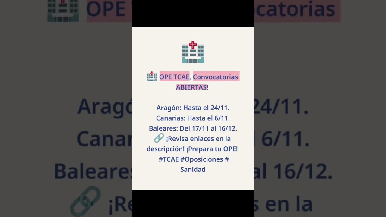 Oposiciones TCAE: Inscripciones abiertas!