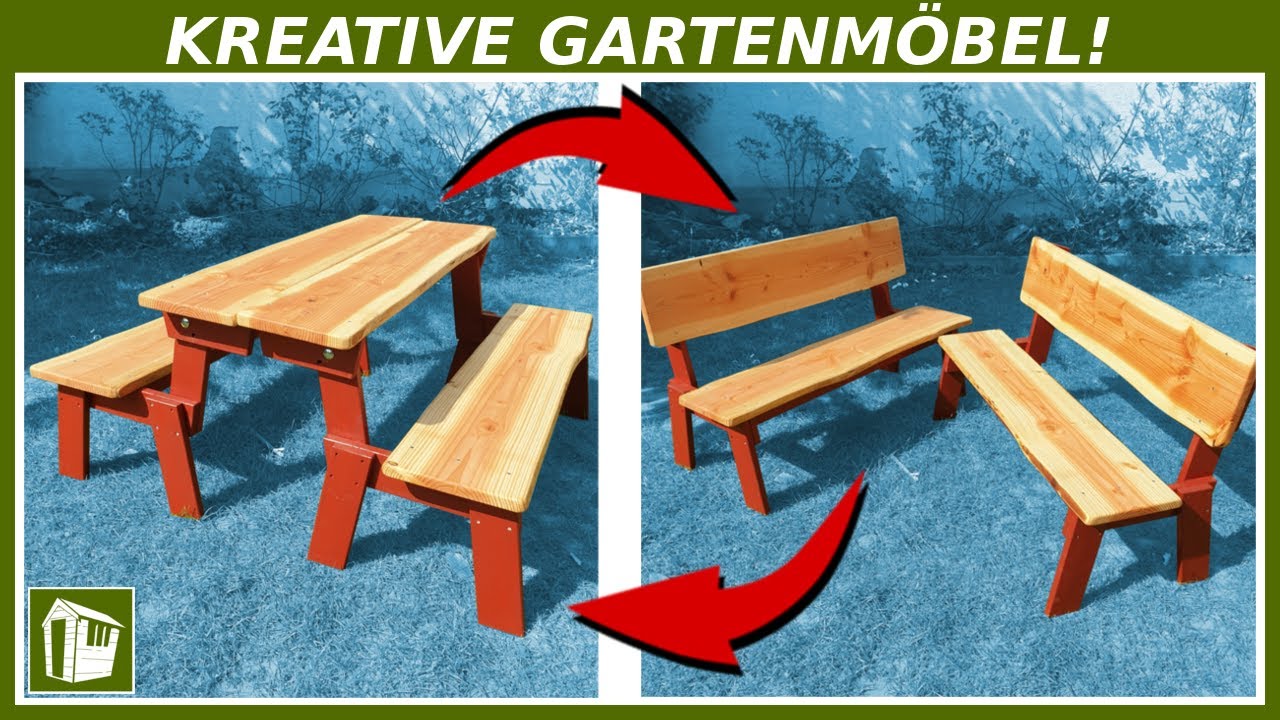 KREATIVE Gartenm&ouml;bel selber bauen | 2in1 Sitzbank aus Holz | Franks Shed