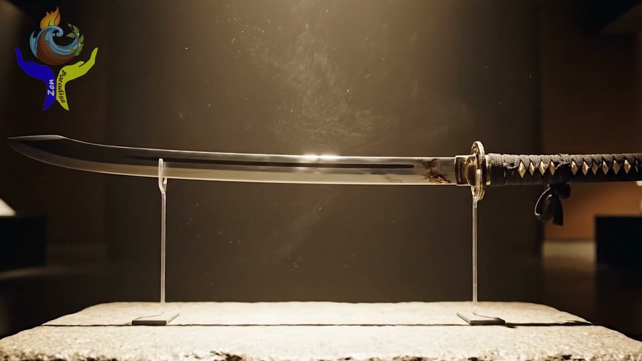 Suspended Katana in Stone Chamber • Museum Stillness Zen • Samurai Ambient Meditation