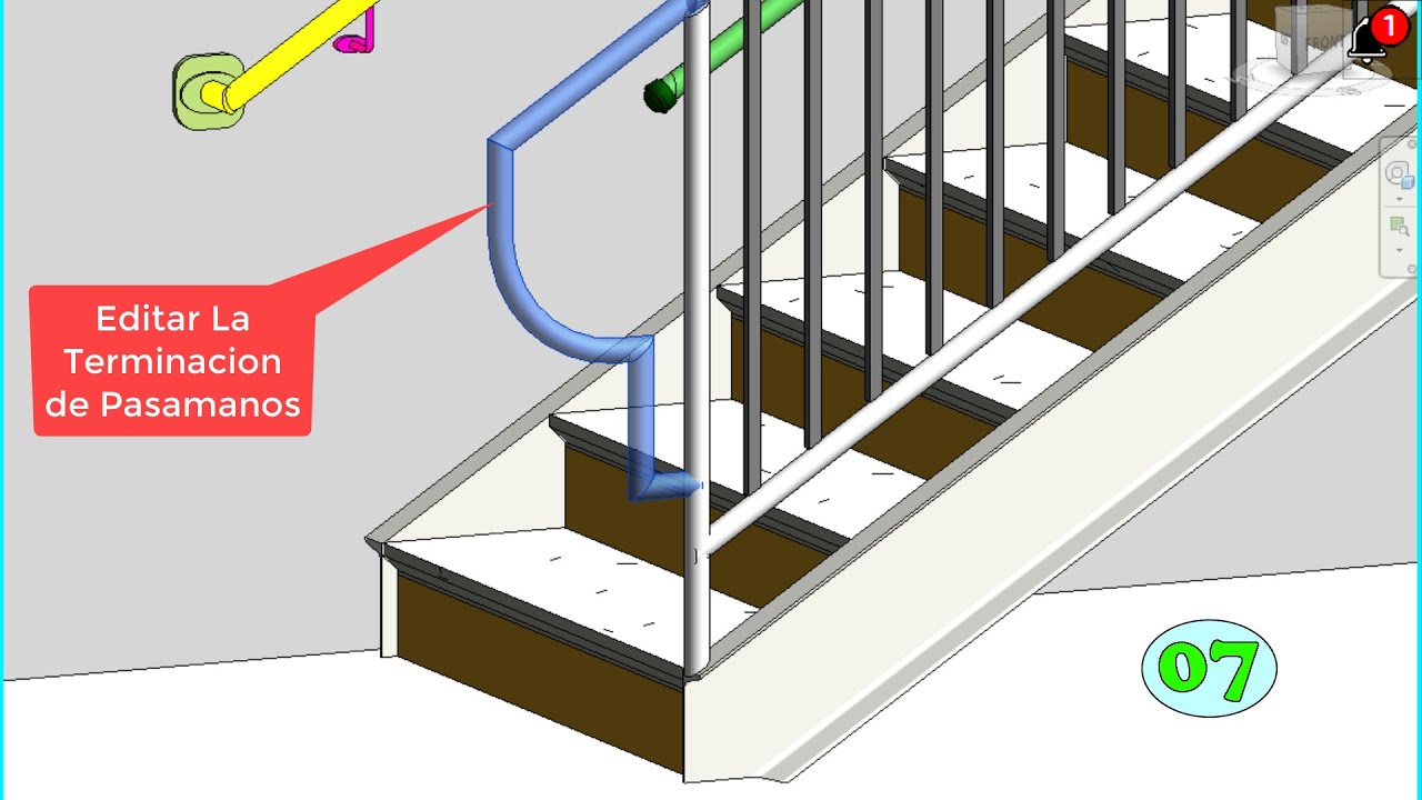Revit 2024 Tutorial - 07 Terminacions en Pasamanos de Escaleras 03