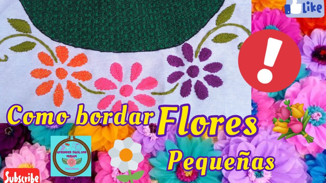 96.como bordar unas FLORES💐 pequeñas paso a paso bordado fantasia bordar fácil