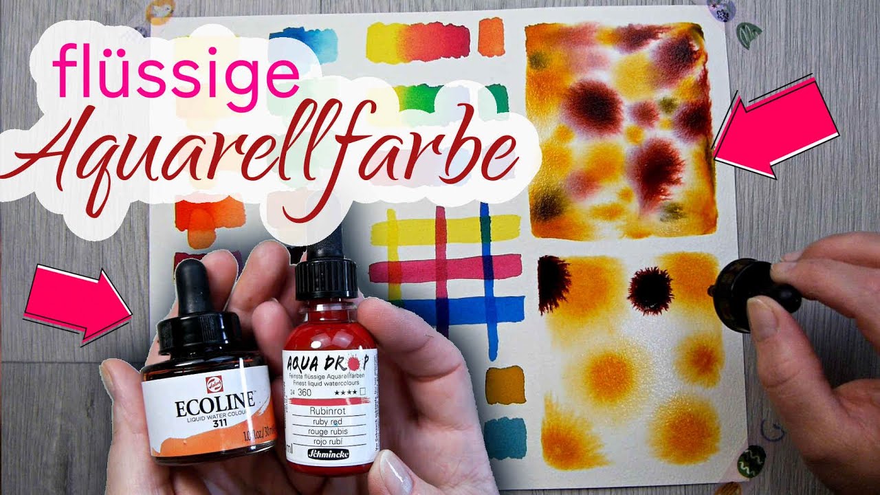 Was ist flüssige Aquarellfarbe?🩷die SCHMINCKE Aquadrops & Wasserfarbe von Ecoline in Test/Vergleich