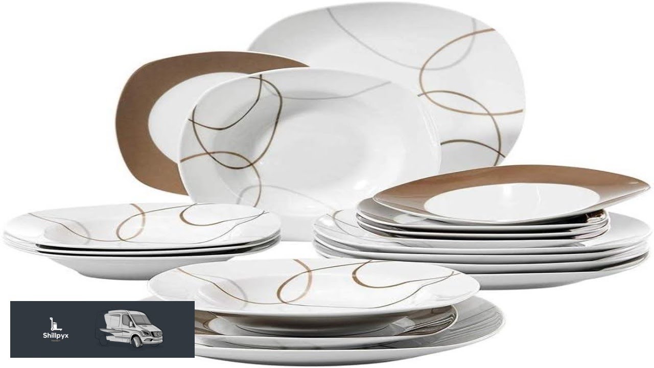 18 Piece Ceramic Porcelain Kitchen Dinner Plates Set Tableware Set with Dinner Plate
