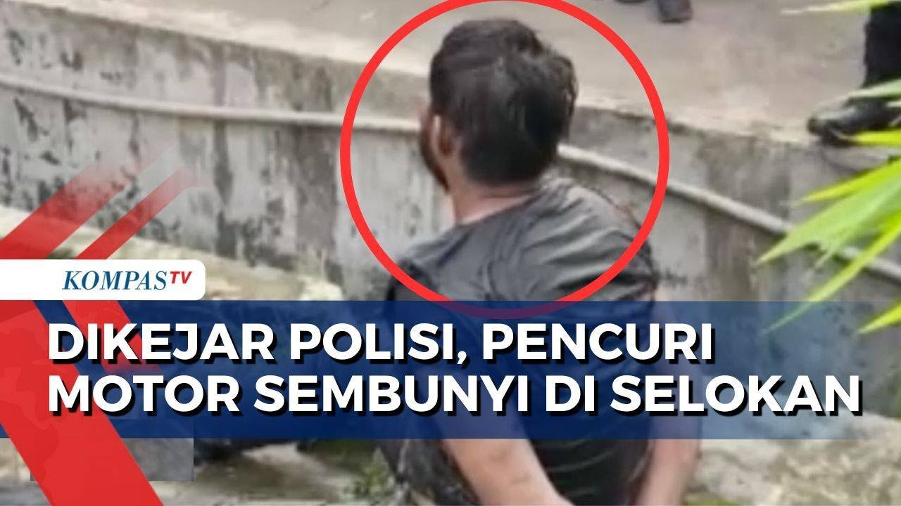 Momen Kejar-kejaran Polisi dan Pencuri Motor di Medan! Pelaku Sembunyi di Selokan