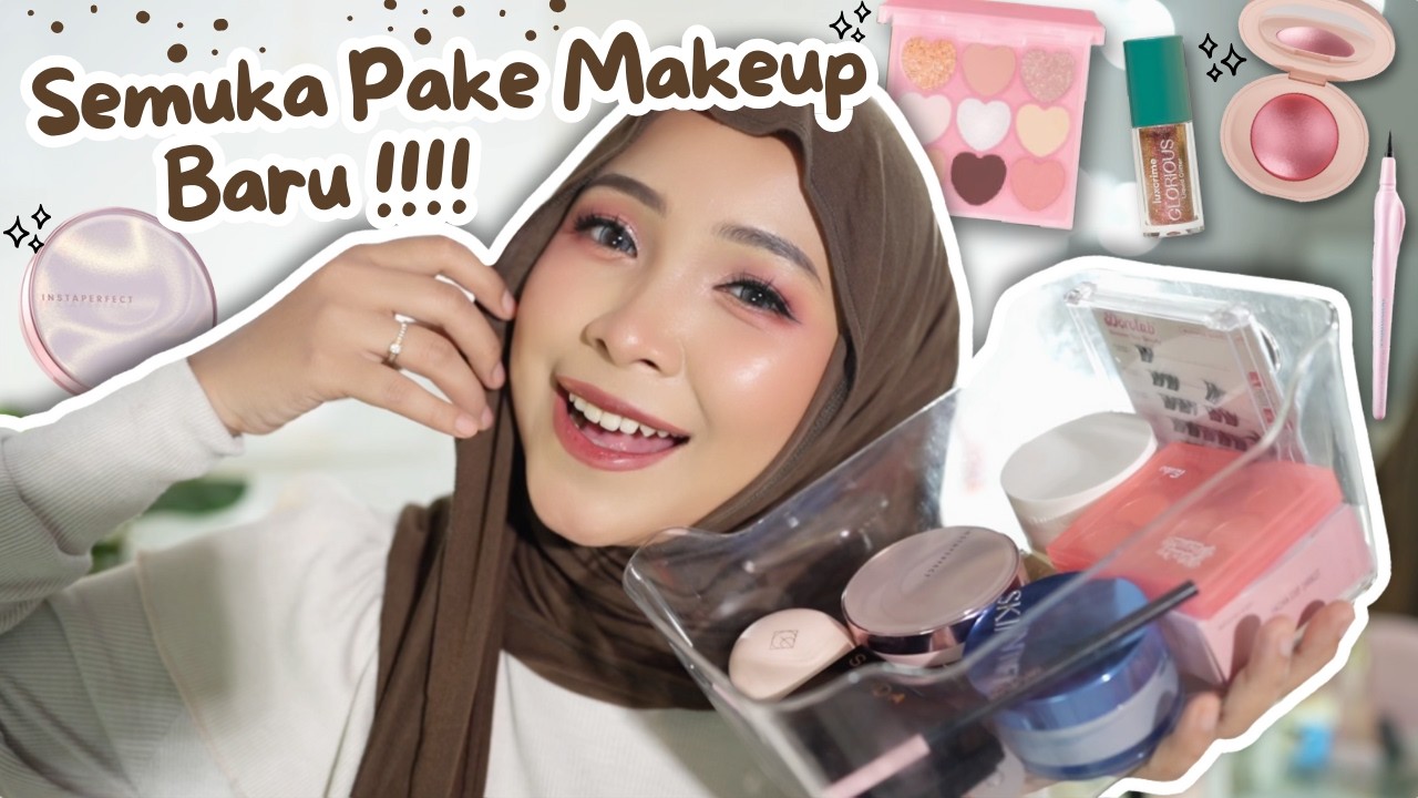 BANYAK BRAND GILAAAA !! REVIEW + TRY ON MAKEUP BARU BUAT SEMUKA !! PEMULA APPROVED !!