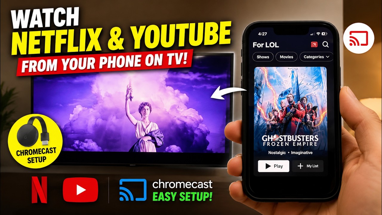 Как смотреть Netflix и YouTube с телефона на телевизоре (простая настройка Chromecast)