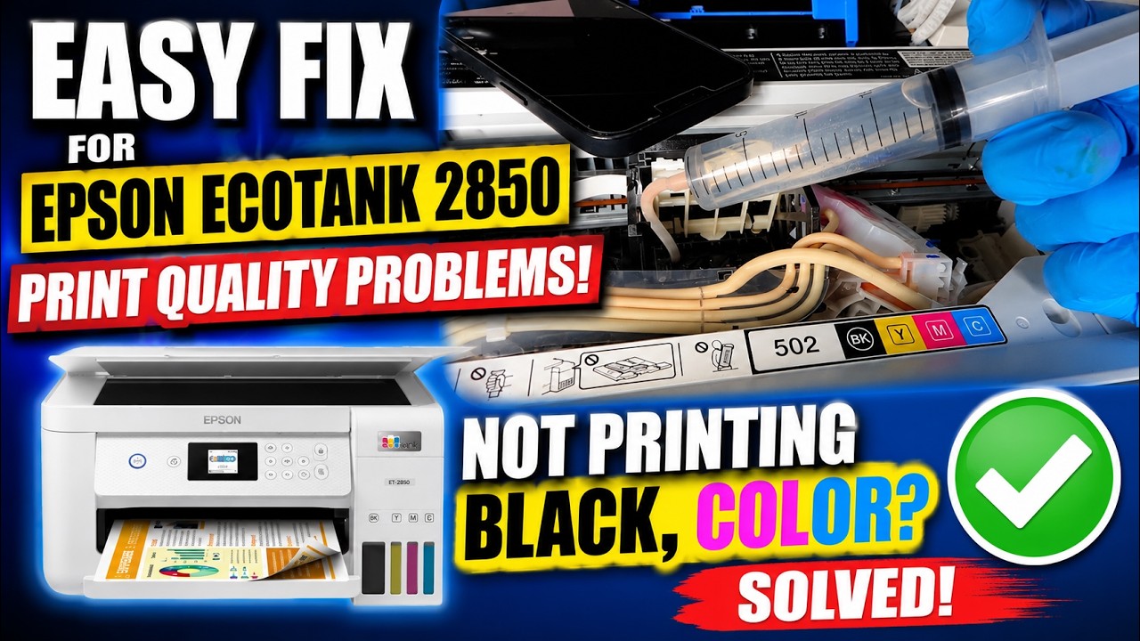 ПРОСТОЕ решение проблем с качеством печати на Epson EcoTank 2850! Не печатает чёрный, цветной — р...