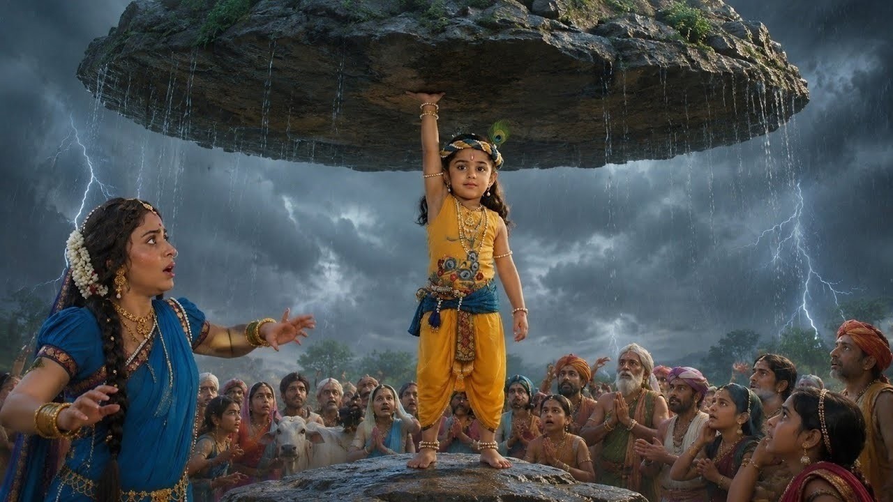 जब बाल कान्हा एक अँगुली से उठाये गोवर्धन पर्वत | यशोमती मईया के नंदलाला | Shree Krishan Leela