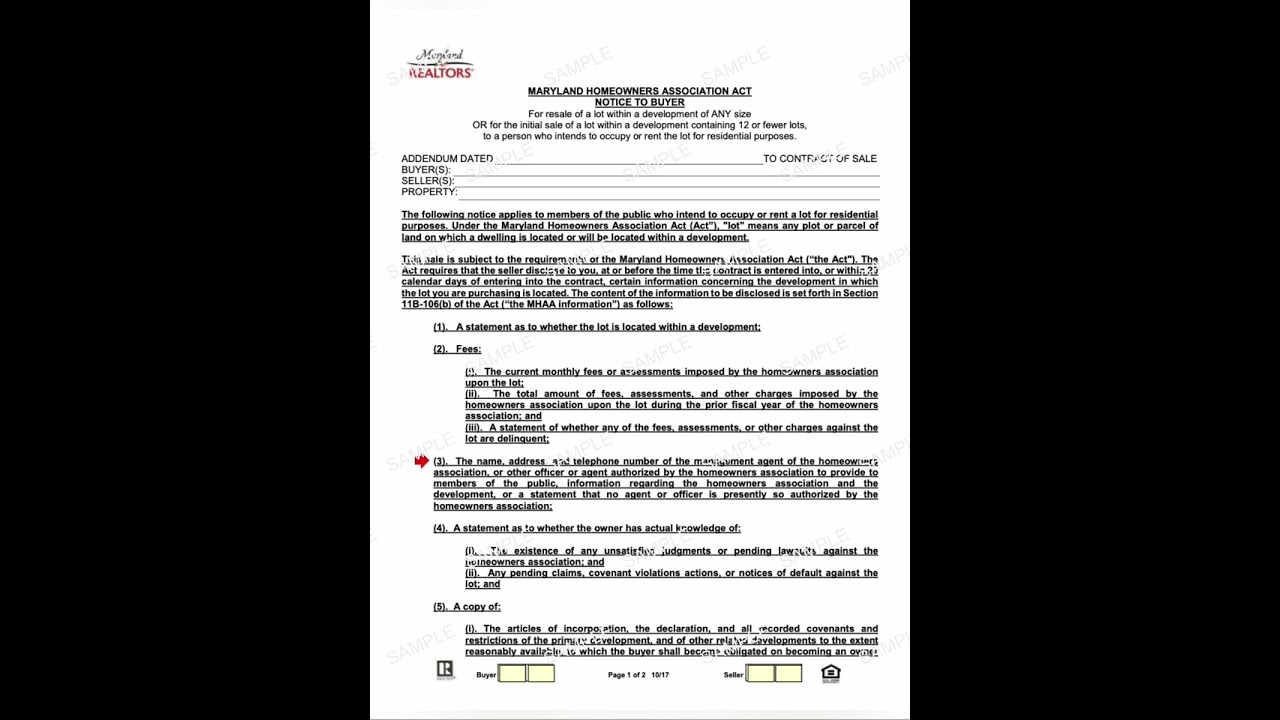 HOA Resale Documents | Maryland Contract Overview