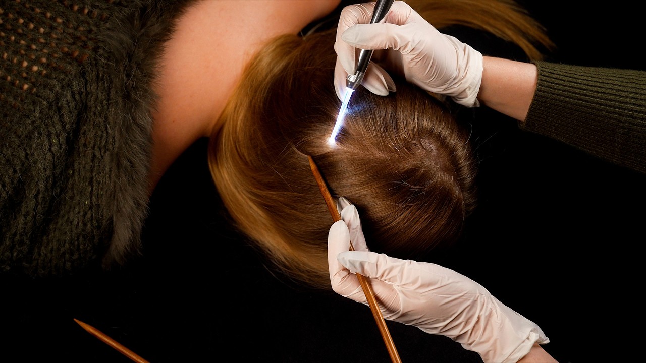 ASMR | Unintelligible SCALP INSPECTION for sleep (TINGLY FRIDAY)