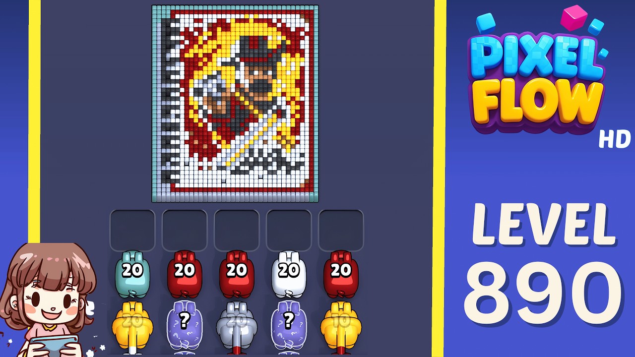 Pixel Flow Level 890 Solution Walkthrough
