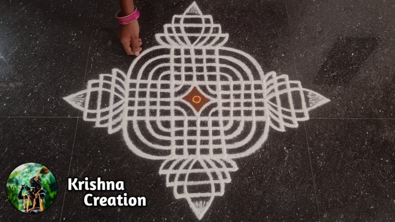 Easy Padi Kolam Design with 5x3 dots | Simple Padi Kolam | Beautiful Rangoli | Padi kolam Muggulu