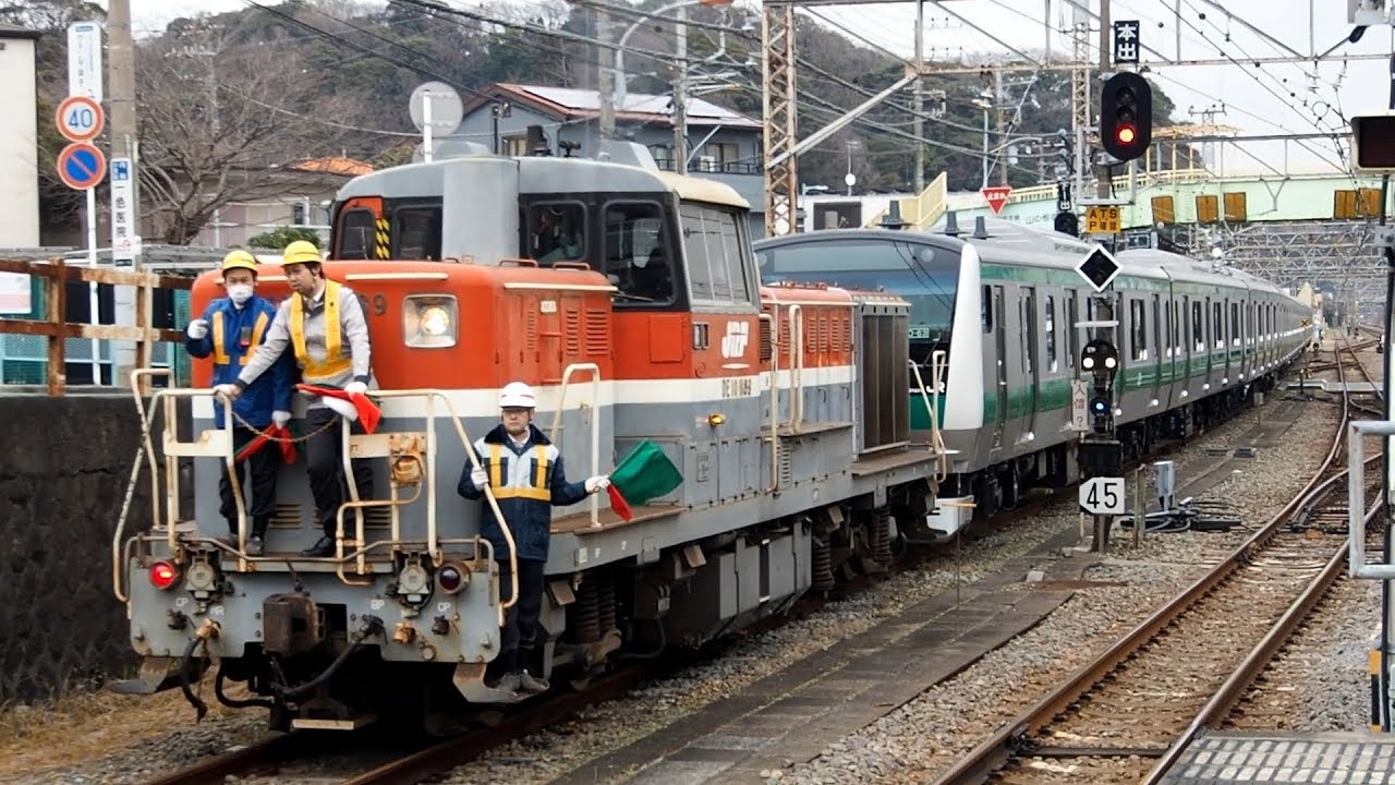 2019/02/05 【甲種輸送】 E233系 ハエ133編成 逗子駅 | JR Freight: Delivery of E233 Series HaE 133 Set at Zushi