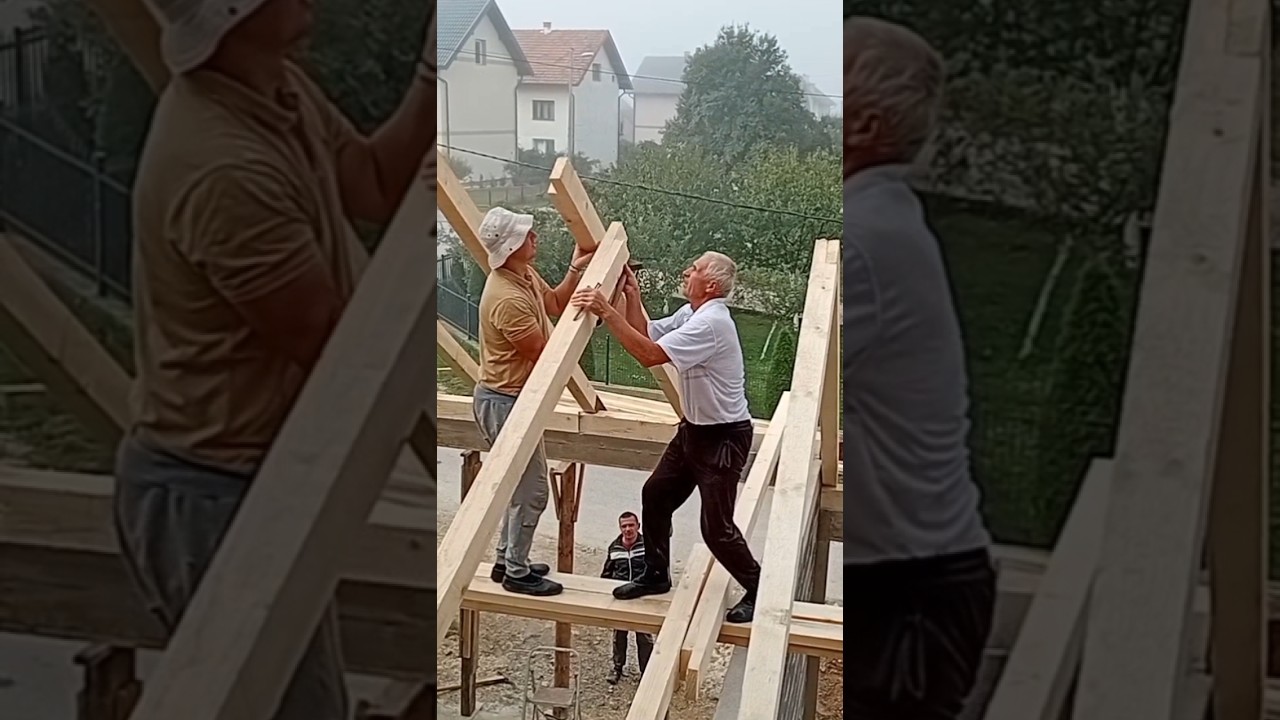 Pokivanje rogova na pomoćnom objektu sa dva nivoa krova🏠 #house #bulding #gradnja #fyp #fouryoupage