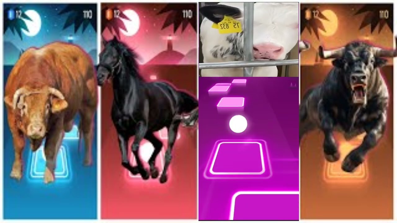 Funny Bull🐂🆚Funny Horse🐎🆚Funny Buffalo🐂🆚Funny Buffalo🐃🔴Tiles Hop EDM Rush #tileshopedmrush #games