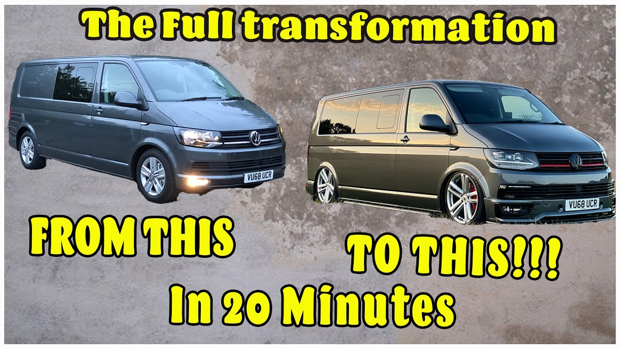 Полная трансформация VW T6 | Из стокового состояния в дублированное за 20 минут | Фургону 3 года.