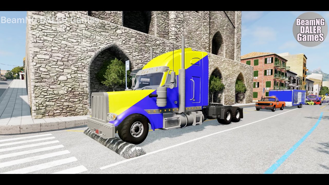 Cars vs Massive Magic color Speed Bumps – BeamNG.Drive - Beamng DALER Games #112